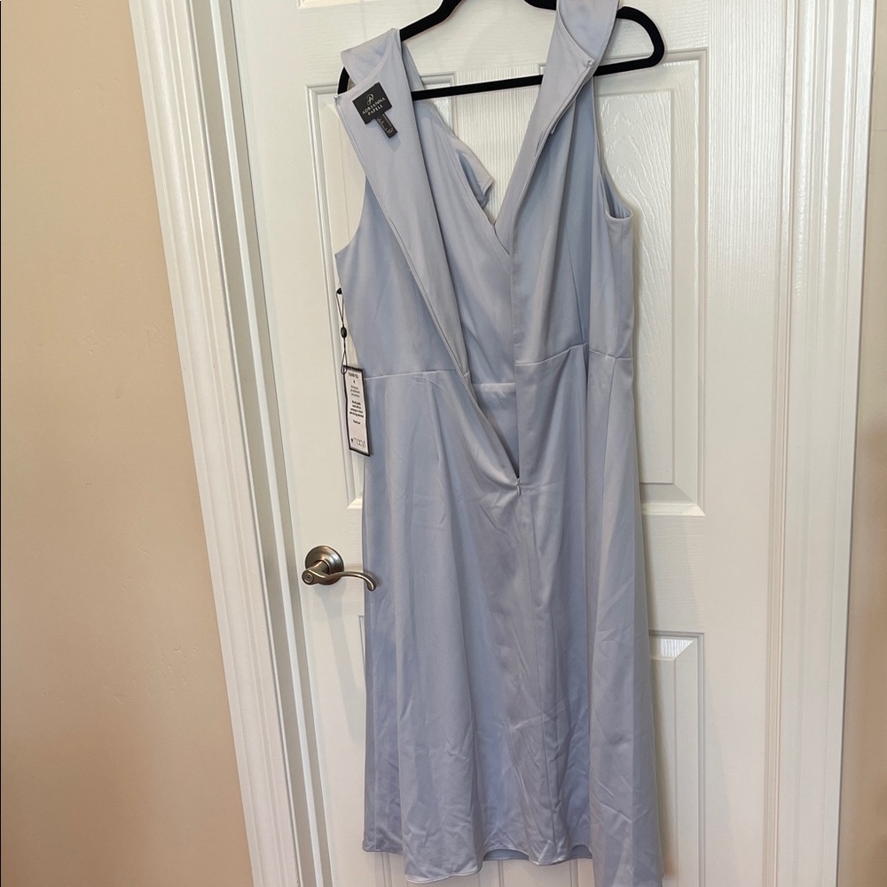 Adrianna Papell Pale Blue Ruffle Wrap Midi Dress NO BELT 16 - Picture 6 of 7